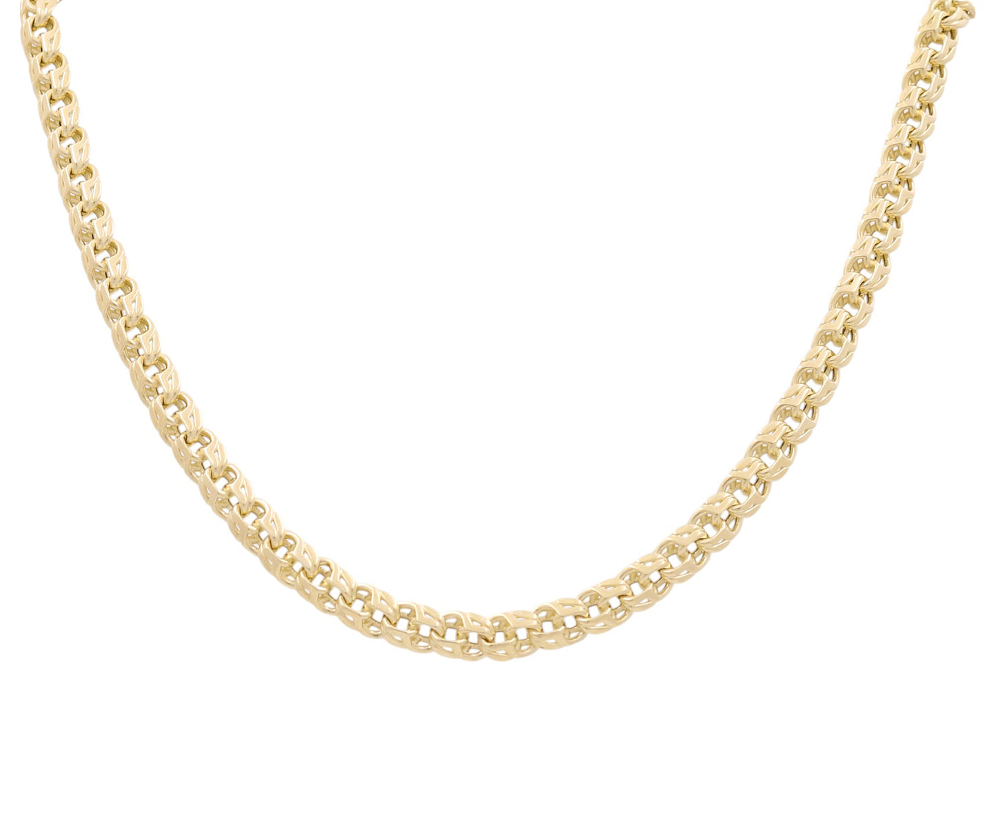 10K Yellow Gold Chinese Link Women's Necklace with Monaco and Cz / Size: 18” / Weight: 25.7 GR / DQNK0FS