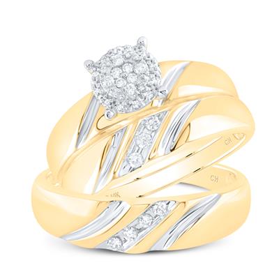 10K Yellow Gold Diamond Trio Set Ring / Stone: 1/5 CTW / Size: 7 & 10 / 75810