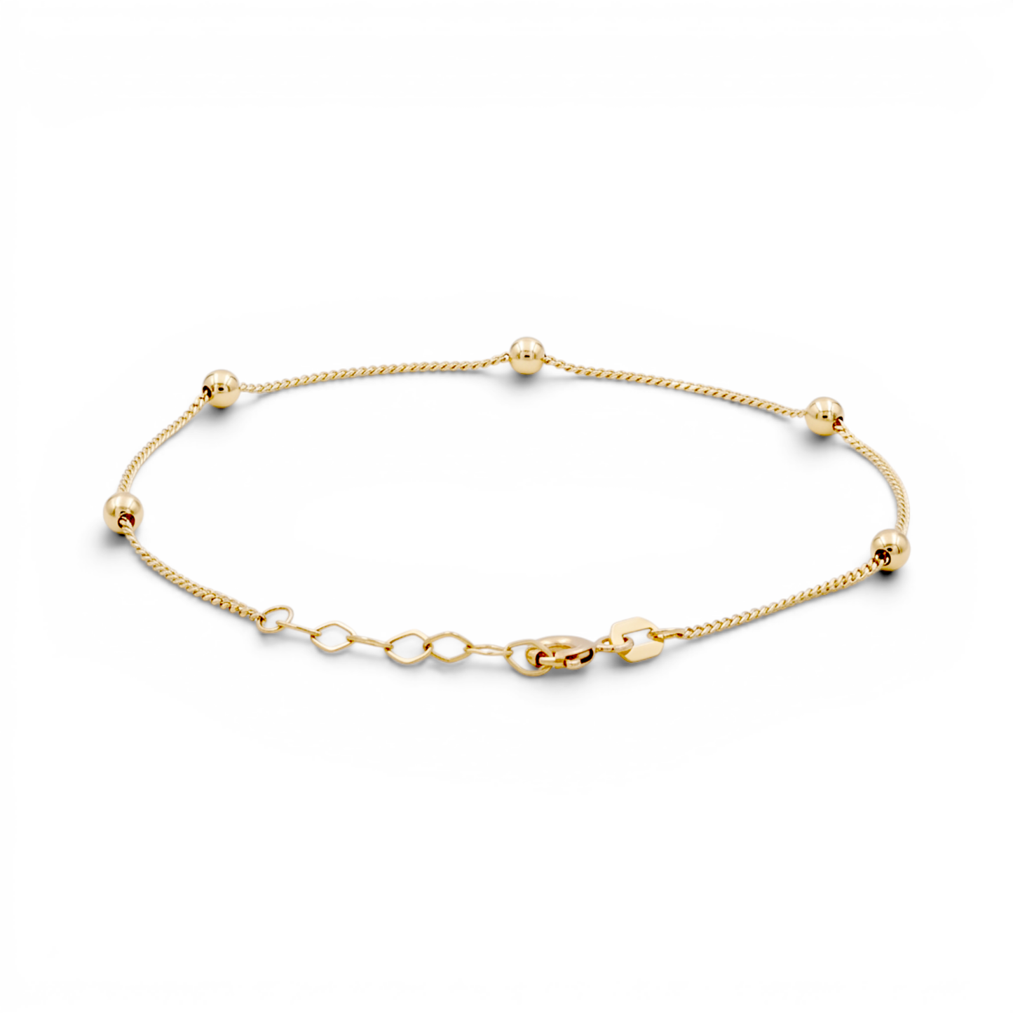 10K Yellow Gold Fashion Link Bracelet with Diamond Cut Balls / Size: 7” / Weight: 1 GR / DQWB0BLL-2