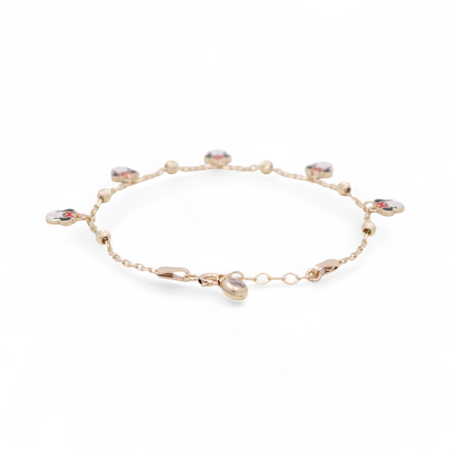 10K Yellow Gold Minnie Girl's Bracelet with Diamond Cut Balls / Size: 6" / Weight: 2.7 GR / CQWB0MN-1