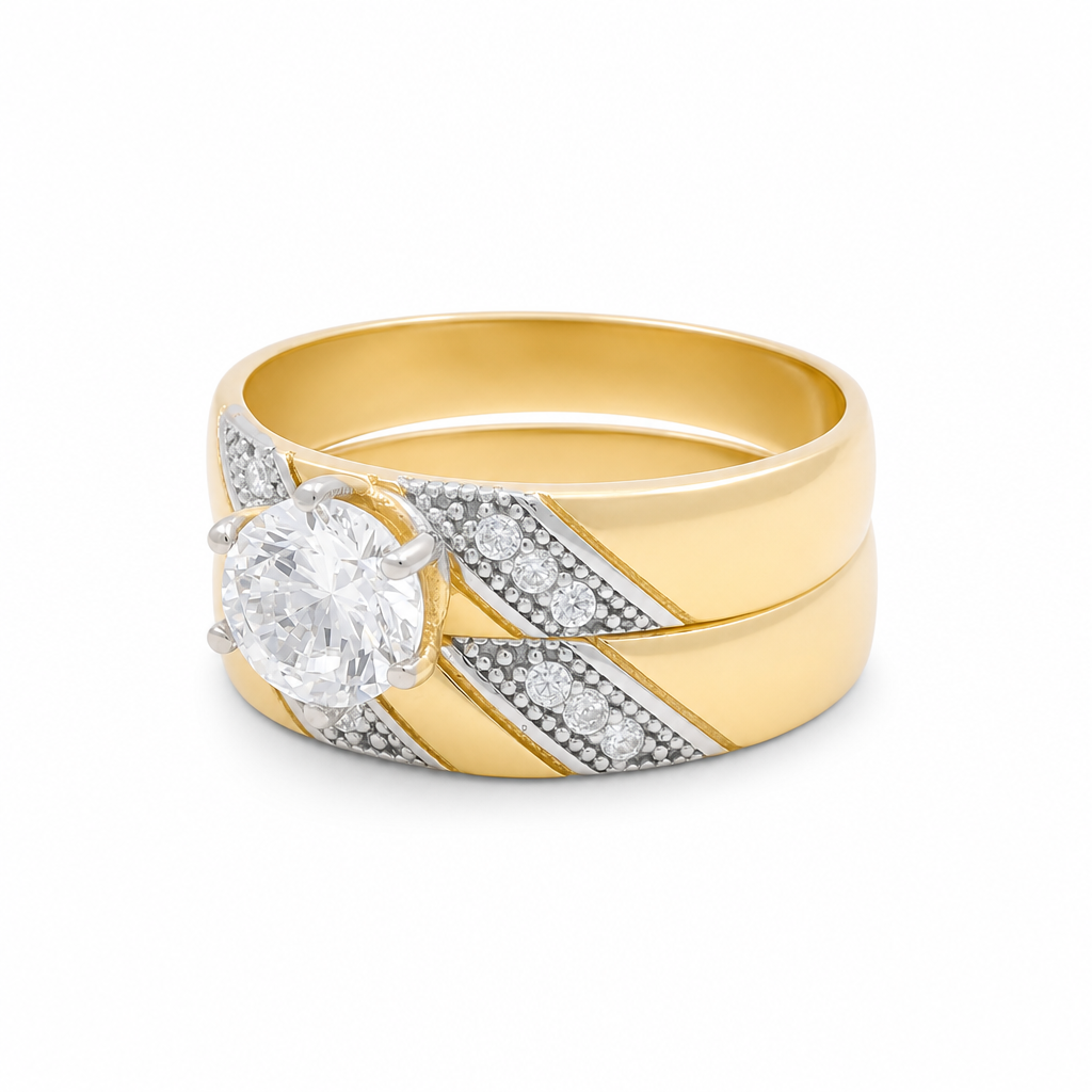 14K Yellow and White Gold Women’s Bridal Set / Stone: Cz / Size: 7 / Weight: 4 GR
