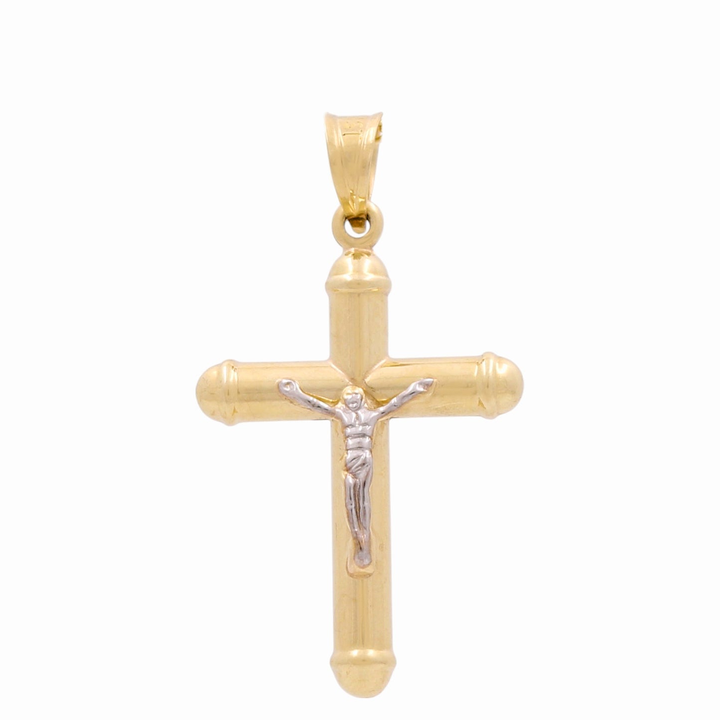 10K Yellow and White Gold Cross with Christ Pendant / Weight: 2.6 GR / COPDTT0CRS