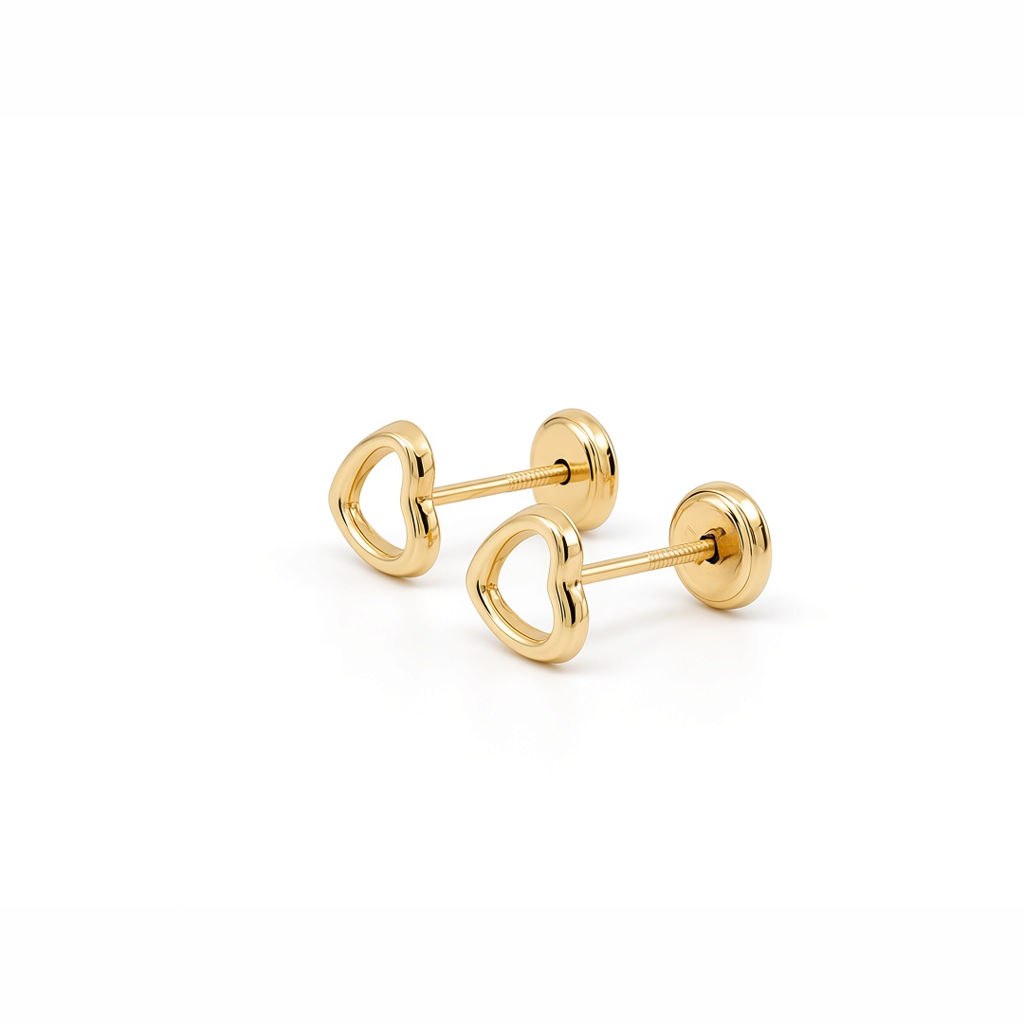 14K Yellow Gold Fashion Heart Stud Earrings / 6-A02701P6