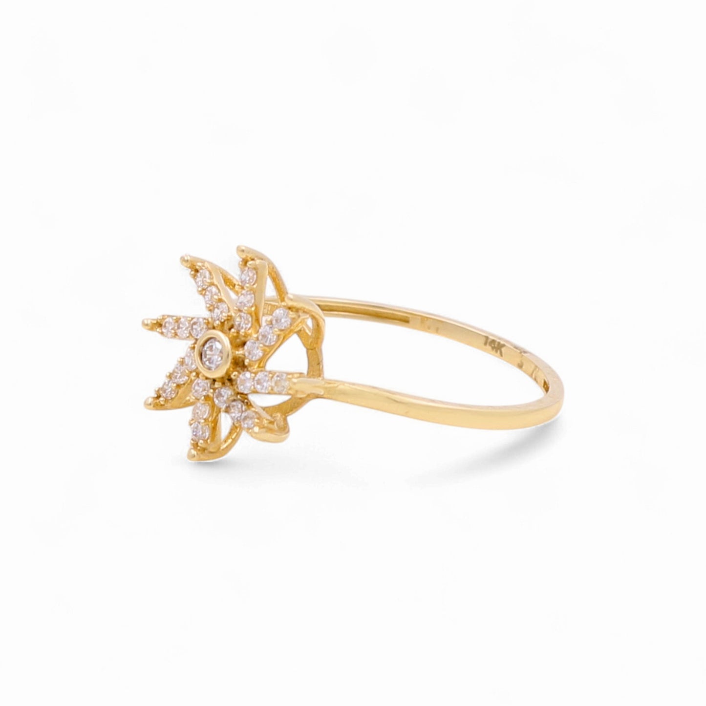 14k Flower Women's Ring with Cz / Weight 1.3 GR / BOWR4FL-2