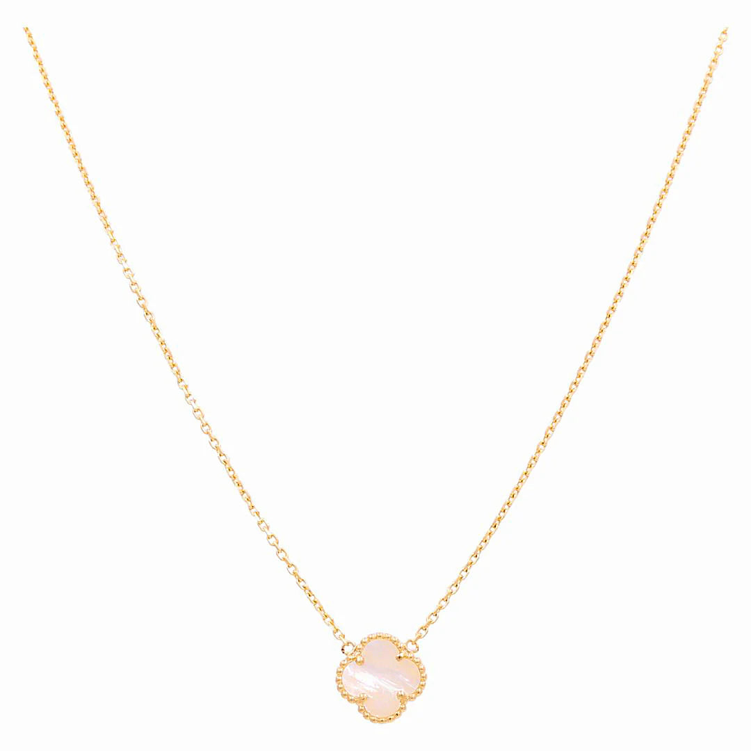14K Yellow Gold Women's Necklace with One Mother of Pearl Clover / Size: 18” 12MM / Weight: 5.1 GR / BONK4CLV-11