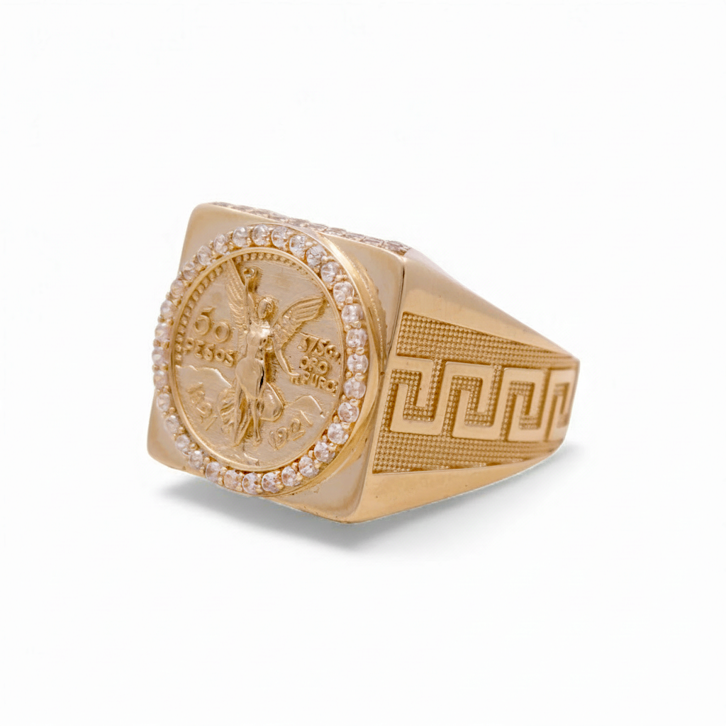 14K Yellow Gold Centenary Men’s Ring with Greek / Stone: Cz / Size: 10.5 / Weight: 6.5 GR / CCAMR4CT