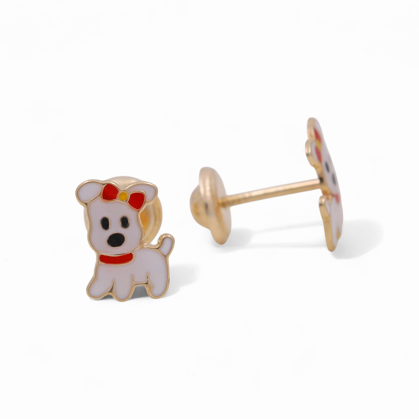 14k Yellow Gold Little Dog Stud Earrings / 6-742301P