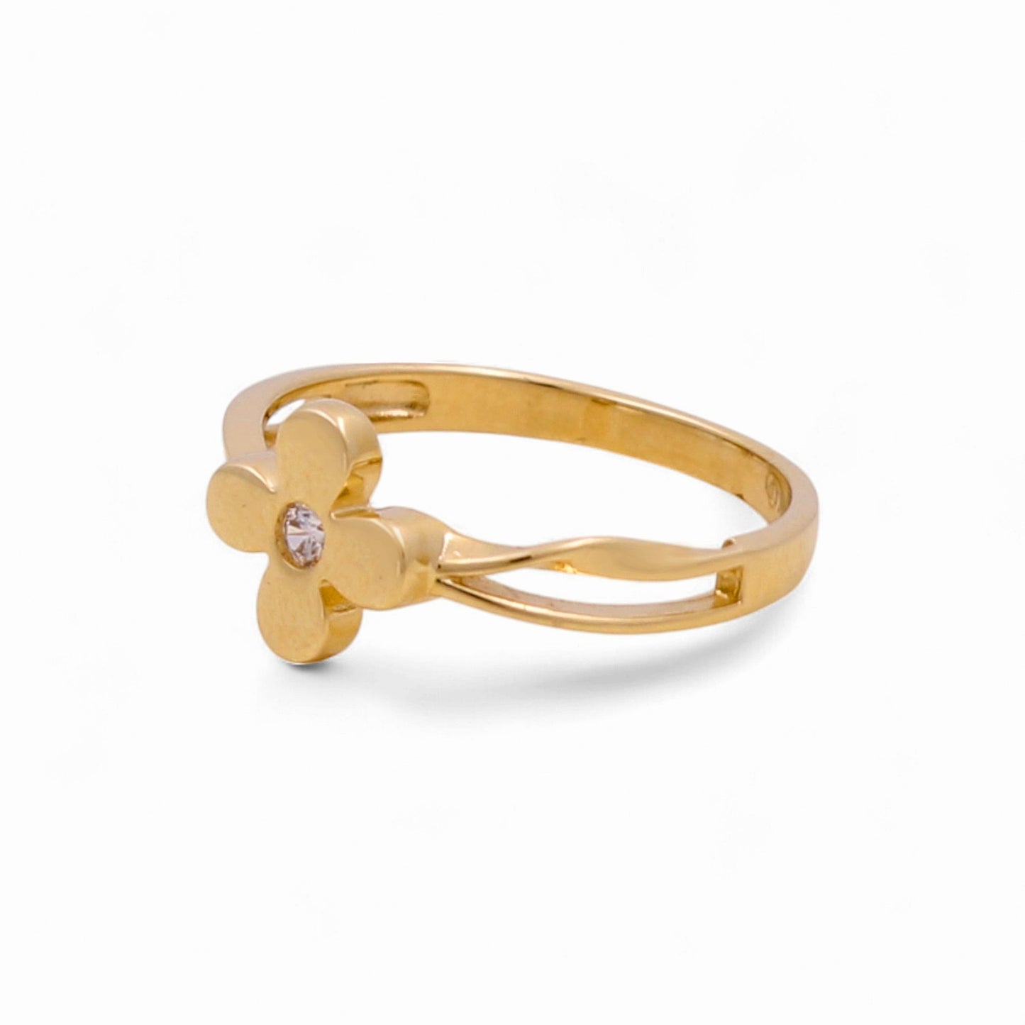 14K Yellow Gold Woman’s Flower Ring / Stone: CZ / Size: 7.5 / Weight: 2 GR