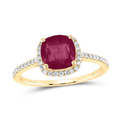 14K Yellow Gold Women's Rings with Ruby and Diamond