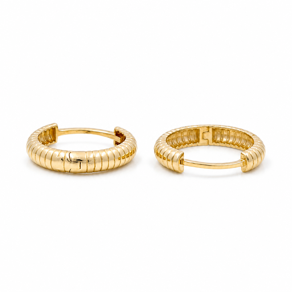 14K Yellow Gold Fashion Women's Hoops Earrings / Size: 3mmx12.5mm / Weight: 1.7 GR / DQEH4FS3X12.5