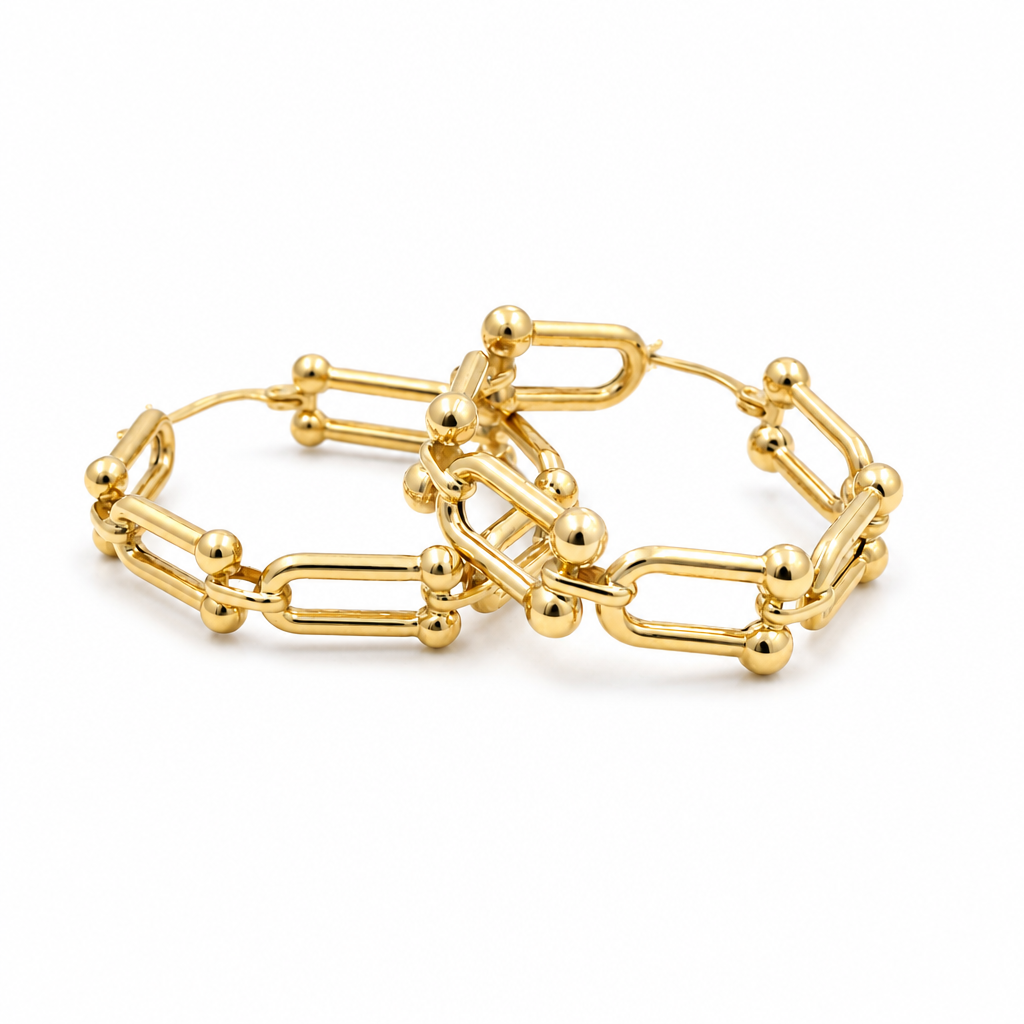 10K Yellow Gold Fashion Hoops Earrings TT / Size: 28mm / Weight: 6 GR / CAEH0TT