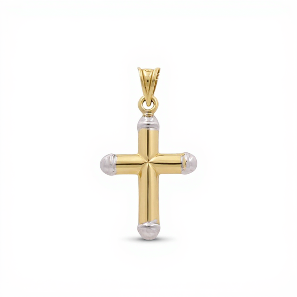10K Yellow and White Cross Pendant / Weight: 0.8 GR / CQPDTT0CS