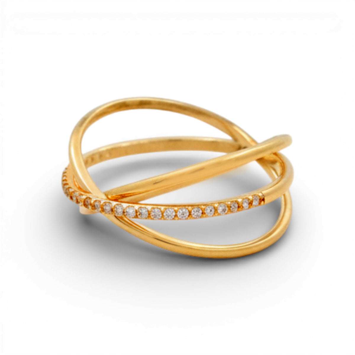 14K Yellow Gold Fashion Women's Ring with Cz / Size: 8.5/ Weight: 2.9 GR / Y25-429