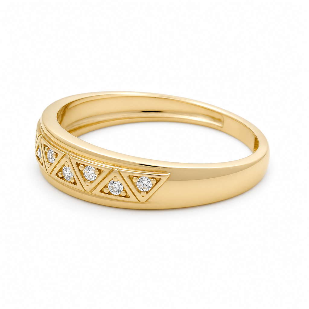 10K Yellow Gold Men’s Wedding Band with Cz / Size: 12 / Weight: 3.4 GR