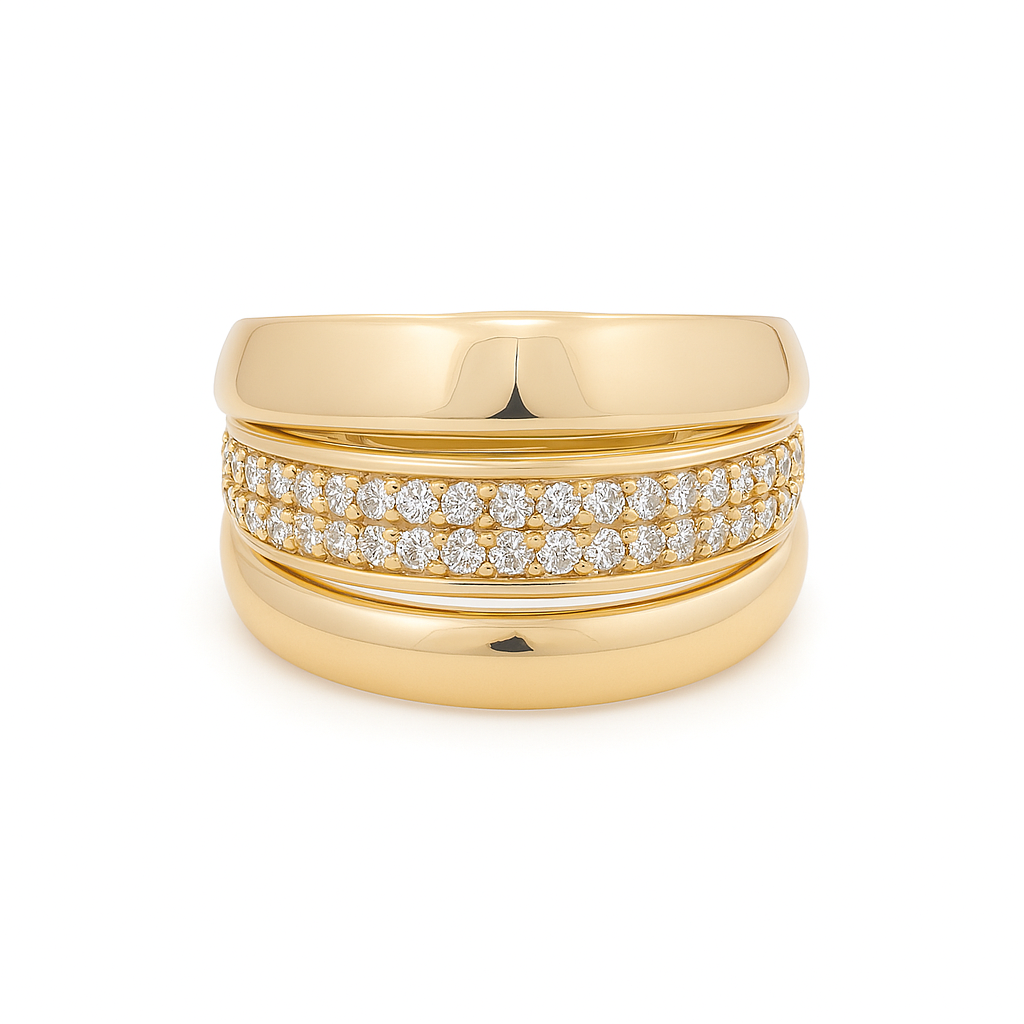 14K Yellow Gold Fashion Women's Ring with White Stones / Size: 8 / Weight: 4.8 GR / DQWR4FS-7