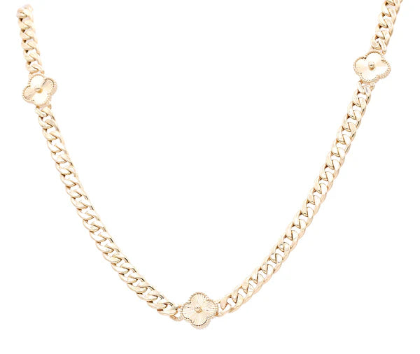 10K C Yellow Gold Monaco With Gold Clover / Size: 18" / Weight: 24.7 GR / CONK0CLV-1