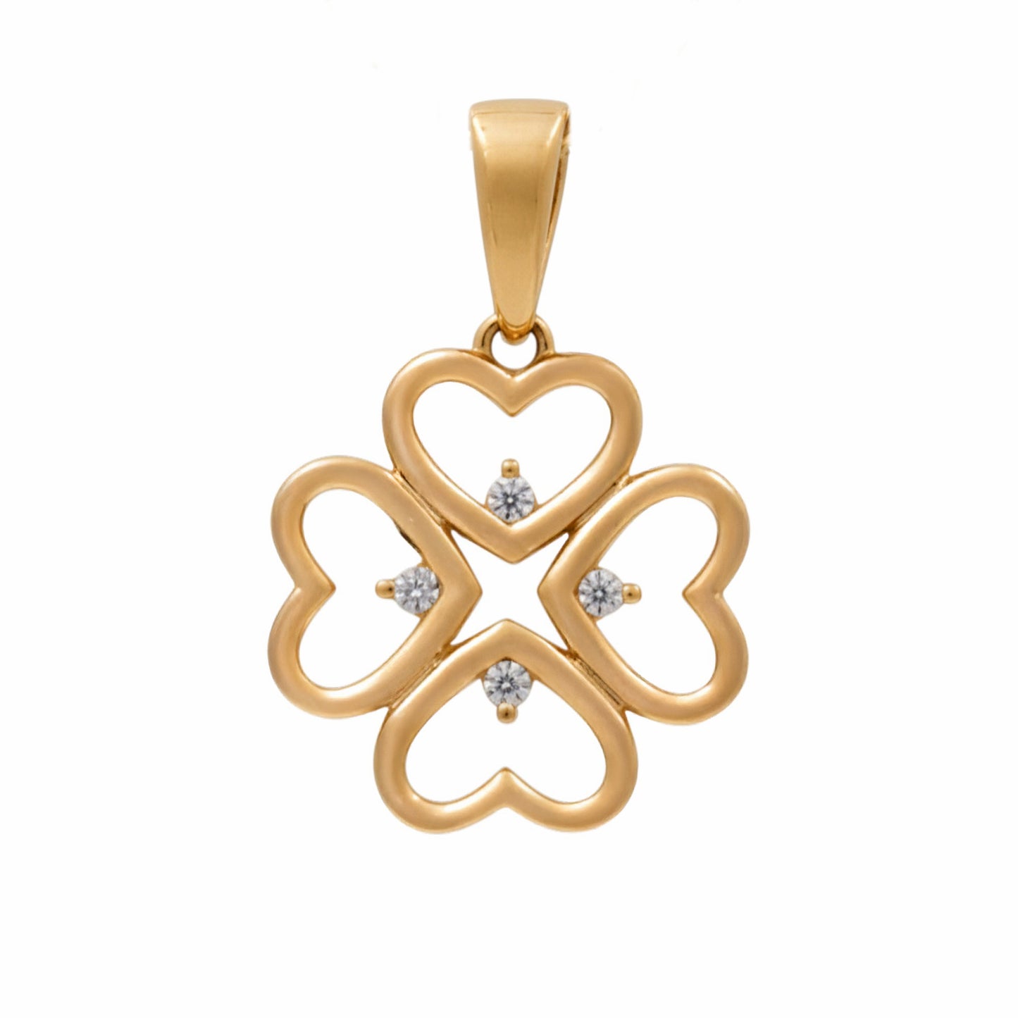 10K Yellow Gold Clover Pendant with Cz / Weight: 1.1 GR / DQPD0CLV