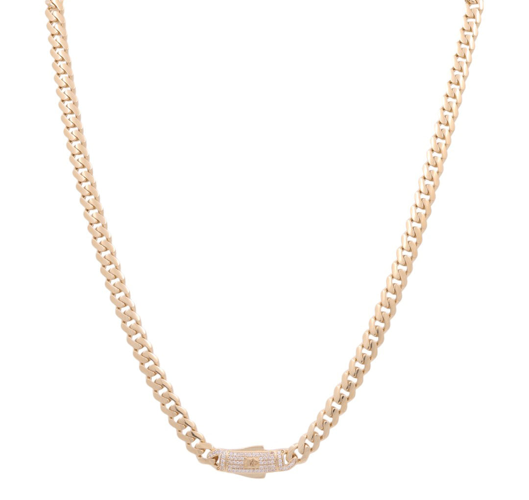 14K Yellow Gold Monaco Semisolid Chain / Stone: Cz / Size: 7mm 24" / Weight: 31.6 GR / COCH4MON7-24