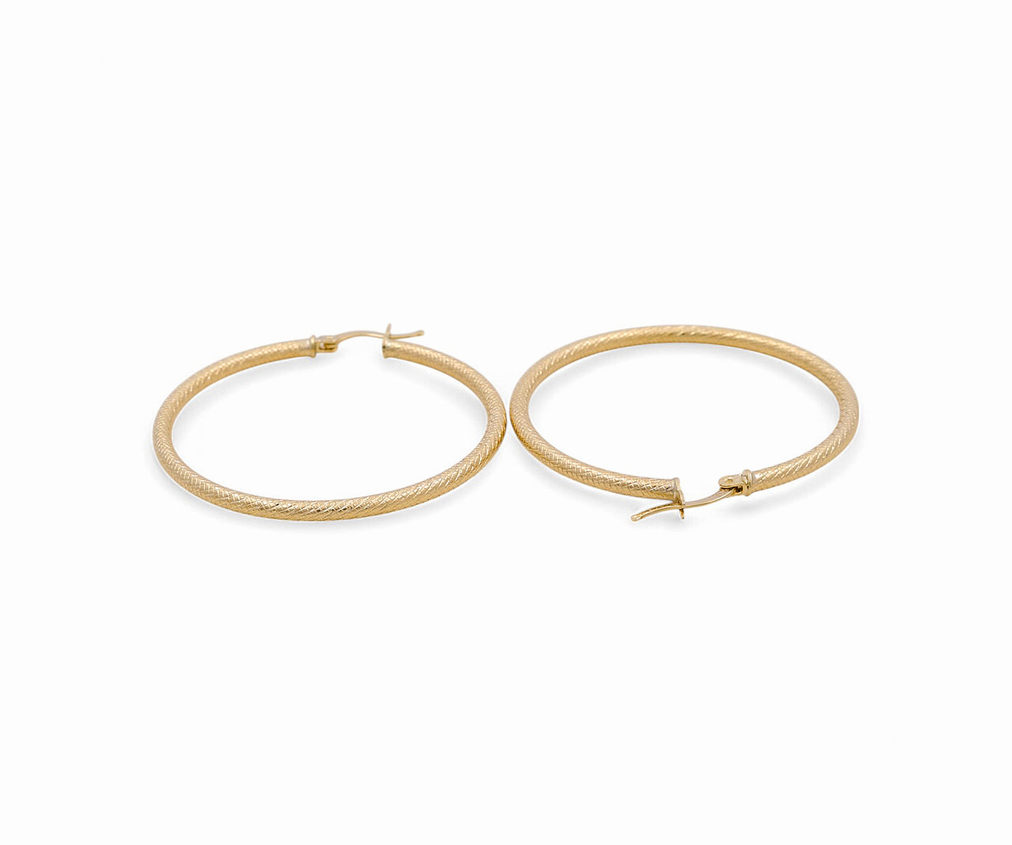 10K Yellow Gold Diamond Cut Hoops Earrings / Size: 2.5mm X 41mm / Weight: 4.3 GR / DPEH0DC2.5x41