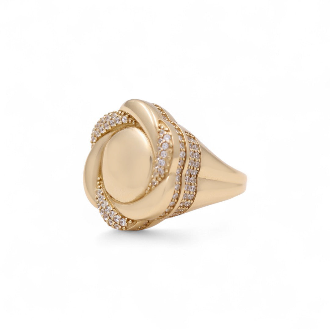 14K Yellow Gold Women’s Flower Ring / CZ / Size: 7 / Weight: 5.2 GR / COWR4FL-15