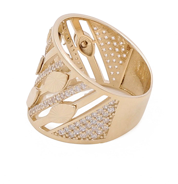 14K Yellow Gold Women’s Fashion Ring / CZ / Weight: 6.1 GR / COWR4FS-102