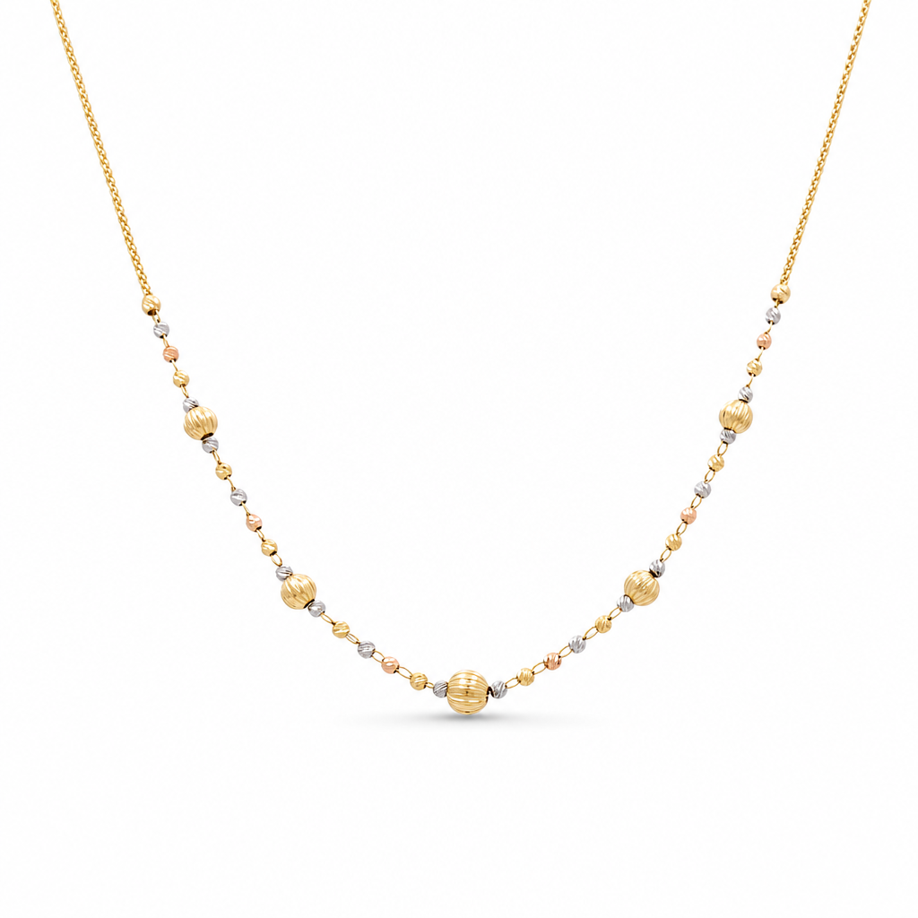 14K Yellow, White and Rose Gold Fashion Women's Necklace / Size: 18" / Weight: 5.9 GR