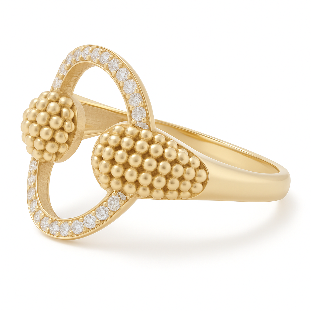 14K Yellow Gold Fashion Women's Ring with White Cz / Size: 7.25 / Weight: 2.8 GR / DQWR4FS-44