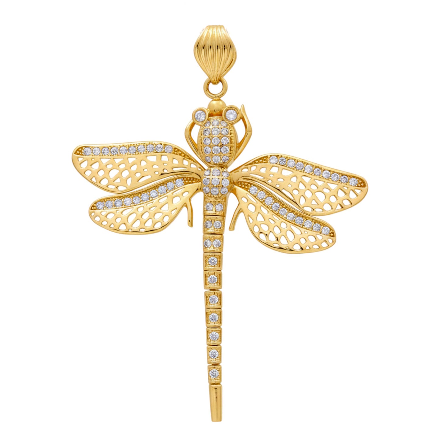 10K Yellow Gold Dragonfly Pendant with Cz Stone / Weight: 3.9GR / DQPD0DF