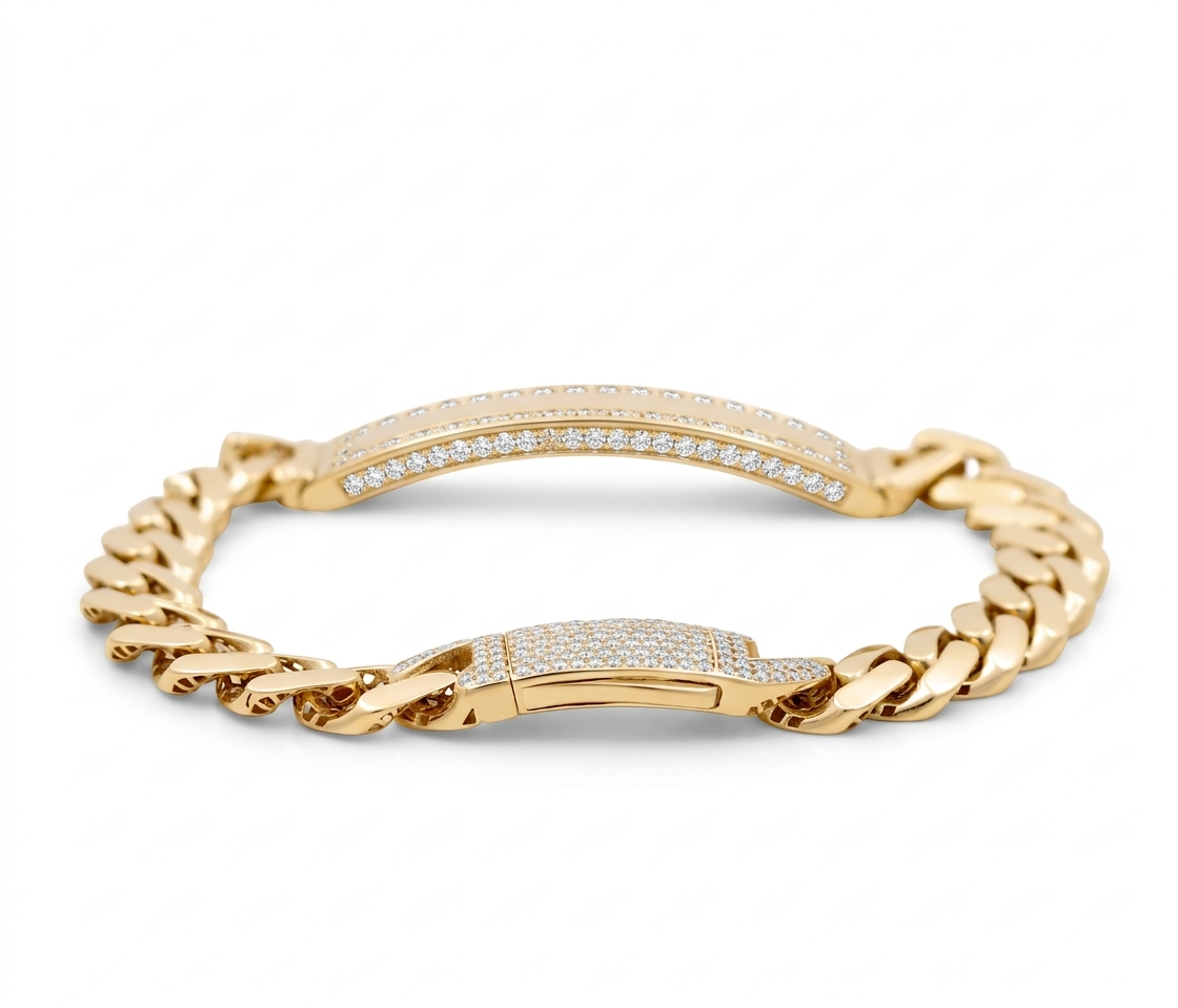 10K Yellow Gold Monaco ID Bracelet / CZ / Size: 9mm 8" / Weight: 14.8 GR / DCAMB0MONID9-8