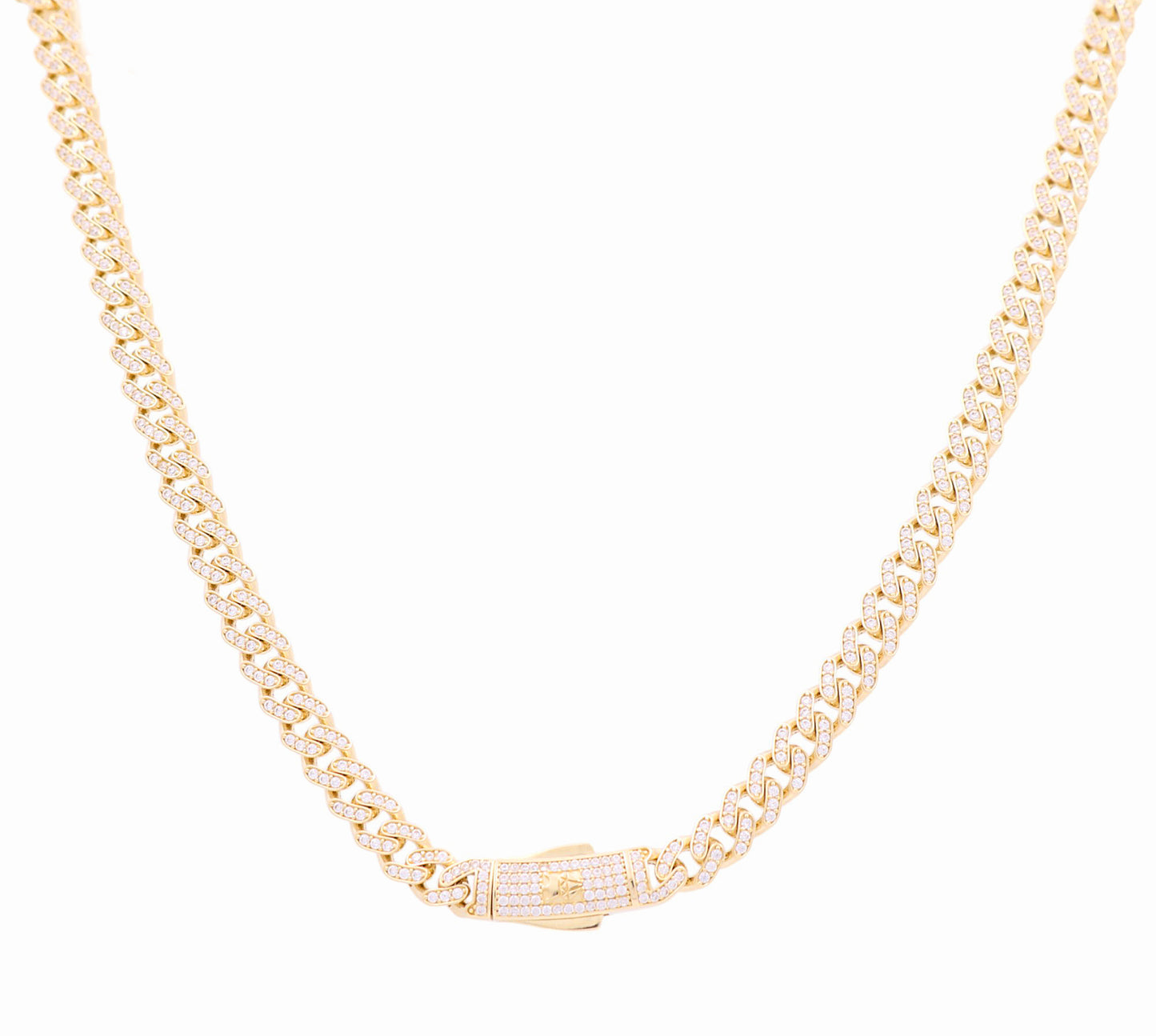 14k Yellow Gold Karol-G Monaco Chain with Cz / Size 7mm 20" / Weight: 32.4 GR / COCH4MON7-20
