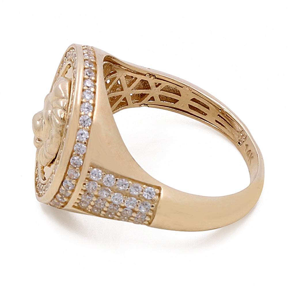 14K Yellow Gold Men’s Lion Ring / CZ / Size 9.5 / Weight: 8.1 GR / COMR4LN-1