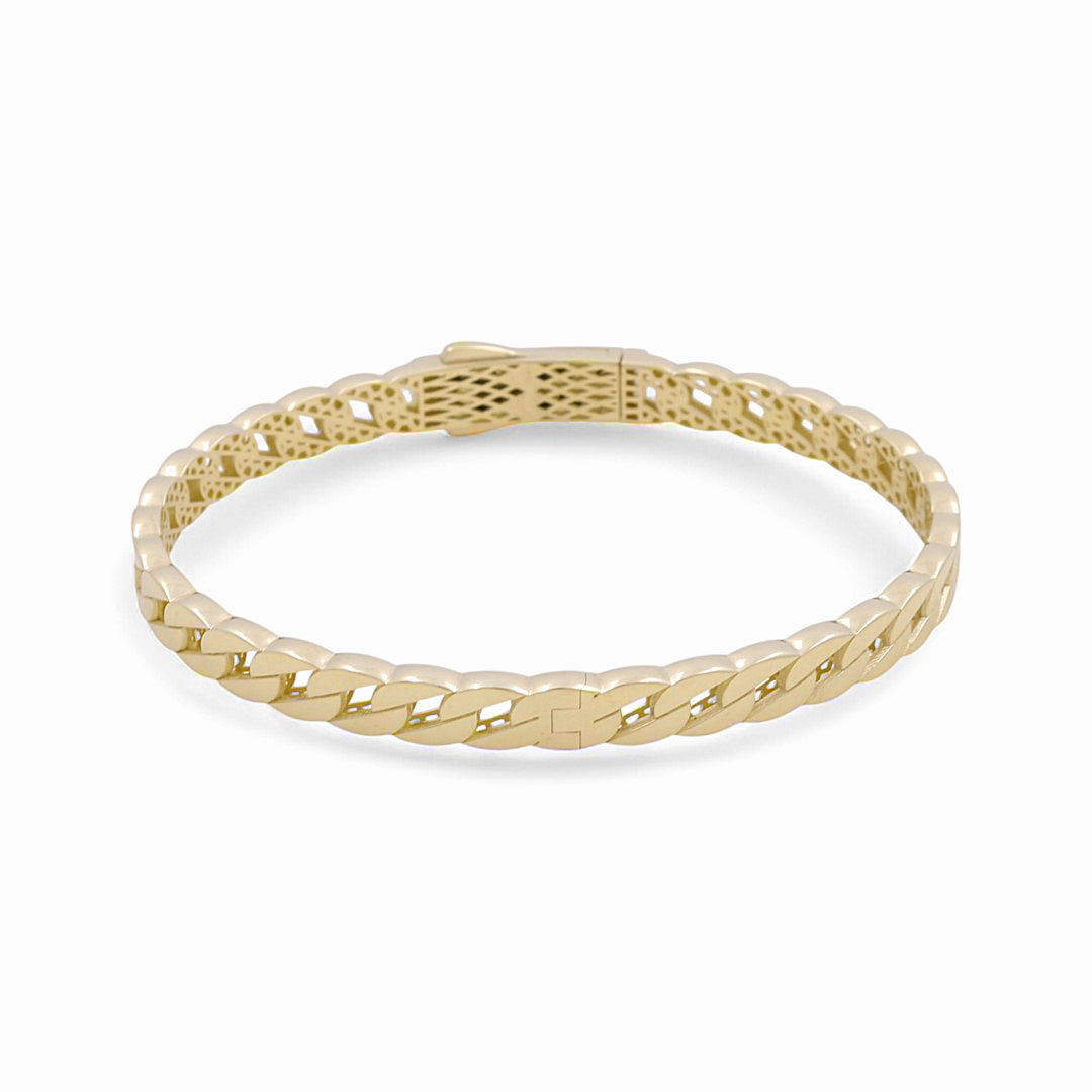 10K Yellow Gold Semisolid Monaco Women’s Bangle Bracelet with Cz / Weight: 10 GR / P61B-103
