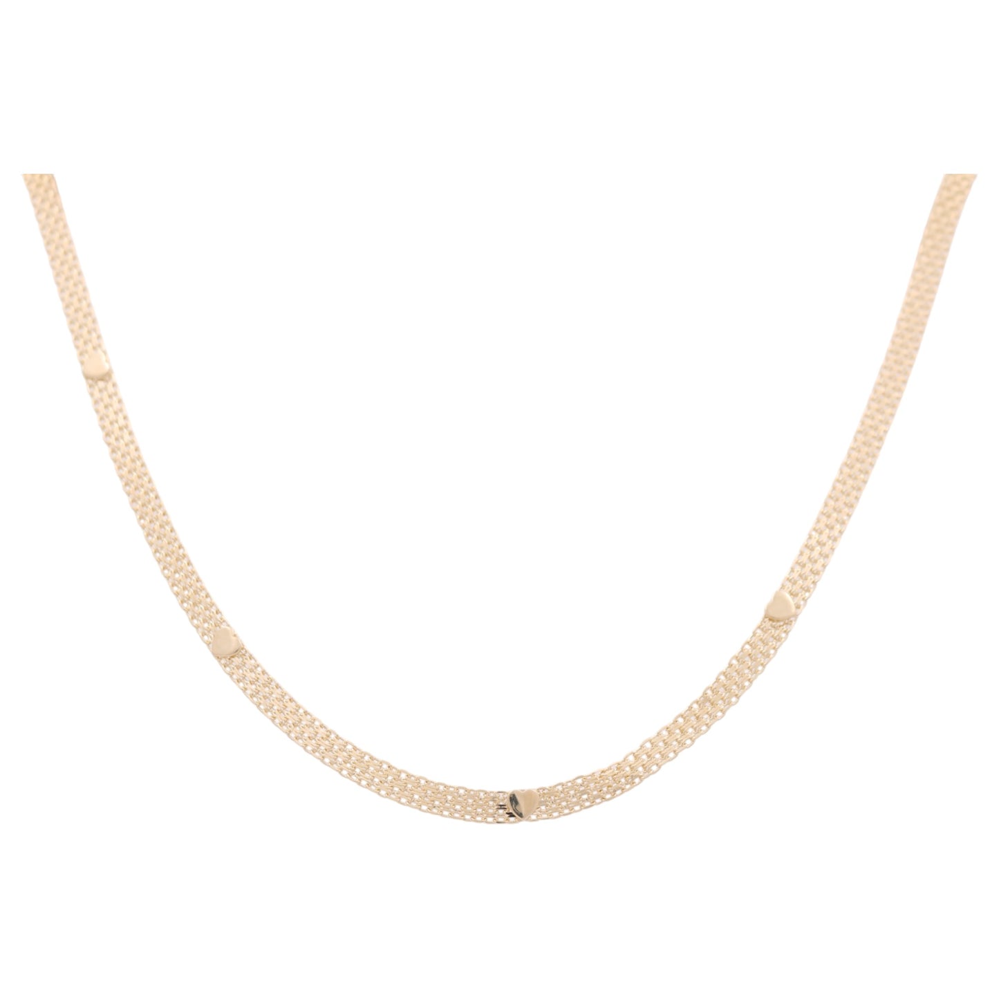 14K Yellow Gold Bismark Women's Necklace with Hearts / Size: 18" / Weight: 10.7 GR / CONK4BKHR