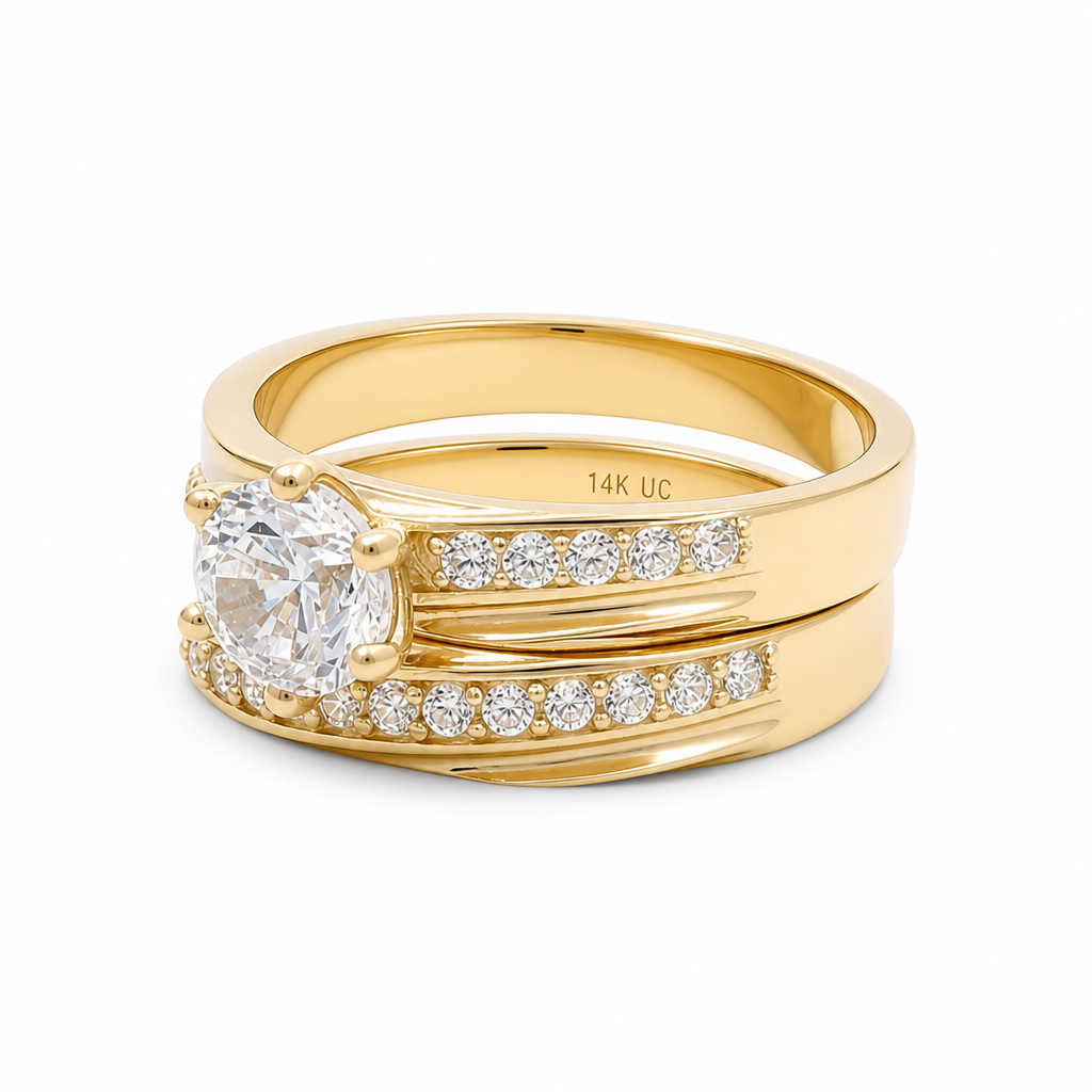 14K Yellow Gold Women’s Bridal Set / Stone: Cz / Size: 7.5 / Weight: 4.3 GR