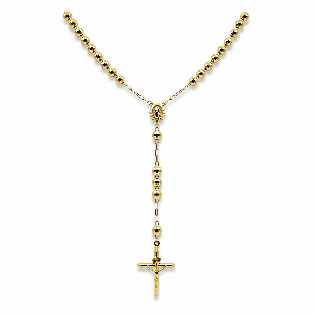 14K Yellow Gold Rosary with Diamond Cut / Size: 24" / Weight: 20.3 GR / DEENK4RS