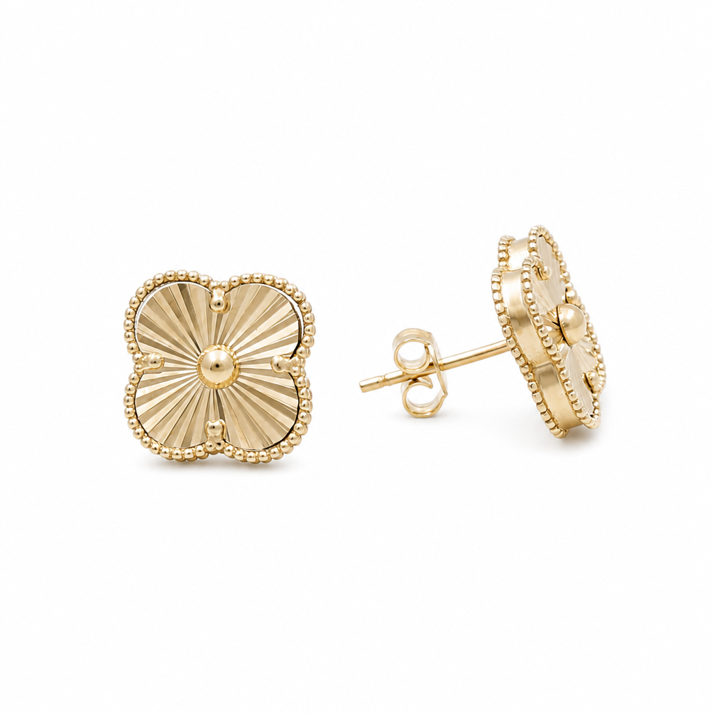 10K Yellow Gold Clover Stud Earrings / Size: 10MM / Weight: 2.5 GR / DQES0CLV-4
