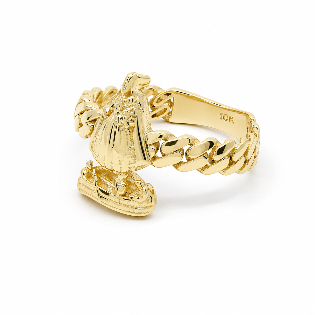 10K Yellow Gold Women's Ring Virgen de la Caridad / Size: 8 / Weight: 2.8 GR / DQWR0VC