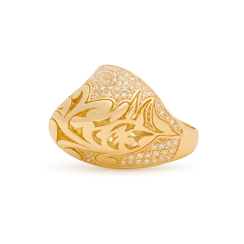 14K Yellow Gold Fashion Women's Ring with White Stones / Size: 7.5 / Weight: 6.2 GR / DQWR4FS-86