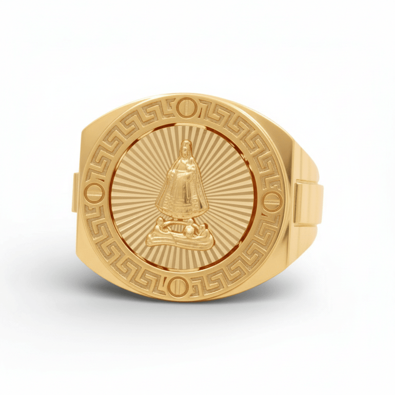 10K Yellow Gold Men's Ring with Virgen De La Caridad / Size:12 / Weight: 6.8GR / DQMR0VC-3