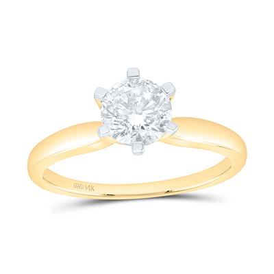 14K Yellow Gold Diamond Round Solitaire Ring / Size: 7 / 85052