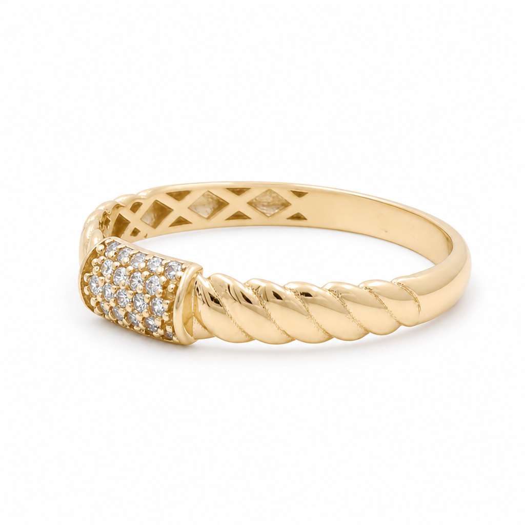 10K Yellow Gold Fashion Women's Ring with Cz / Size: 8 / Weight: 1.3 GR / DQWR0FS-84
