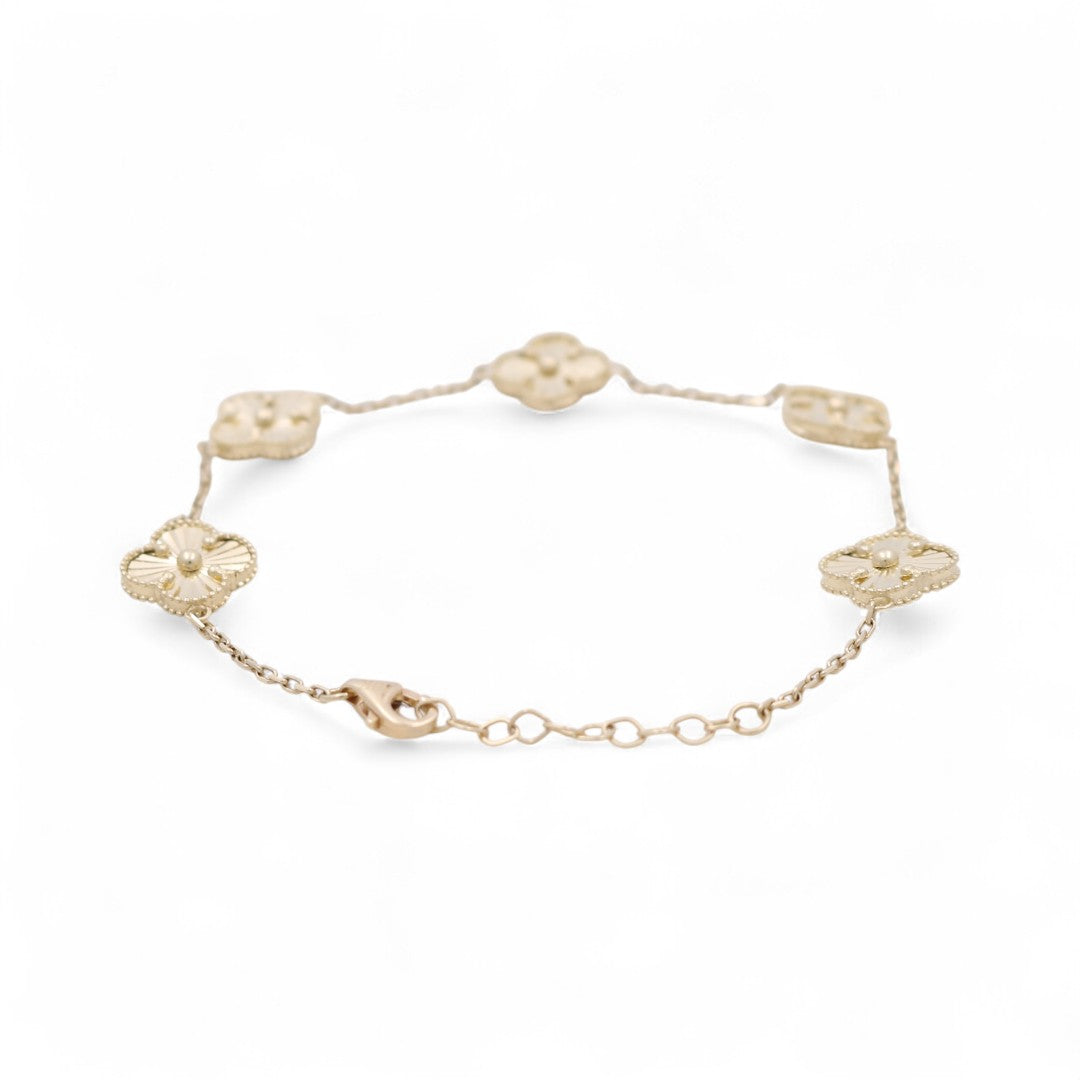 10K Yellow Gold Five Clover Women's Bracelet / Size: 7” / Weight: 4.3 GR / CQWB0CLV-1