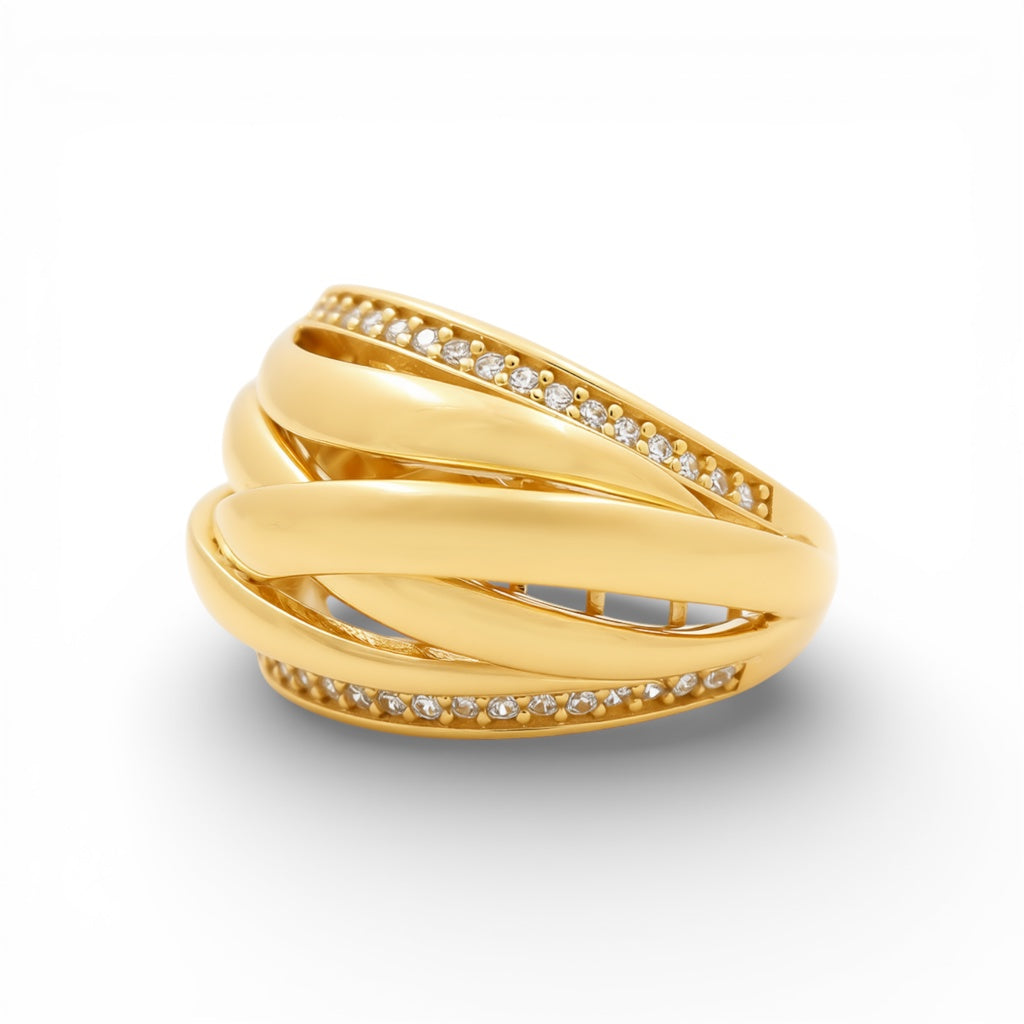 14K Yellow Gold Fashion Women's Ring with Cz / Size: 8 / Weight: 5.3 GR / Y24-729