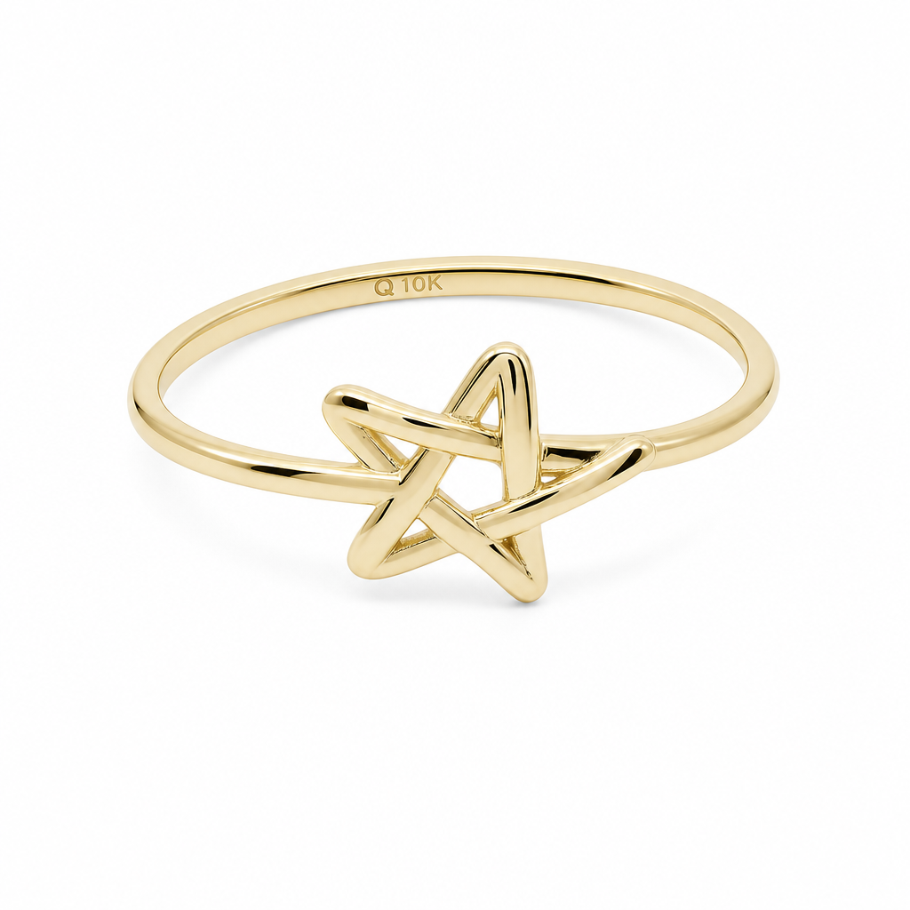 10K Yellow Gold Star Women's Ring / Size: 7.5 / Weight: 1.2 GR / DQWR0ST-3