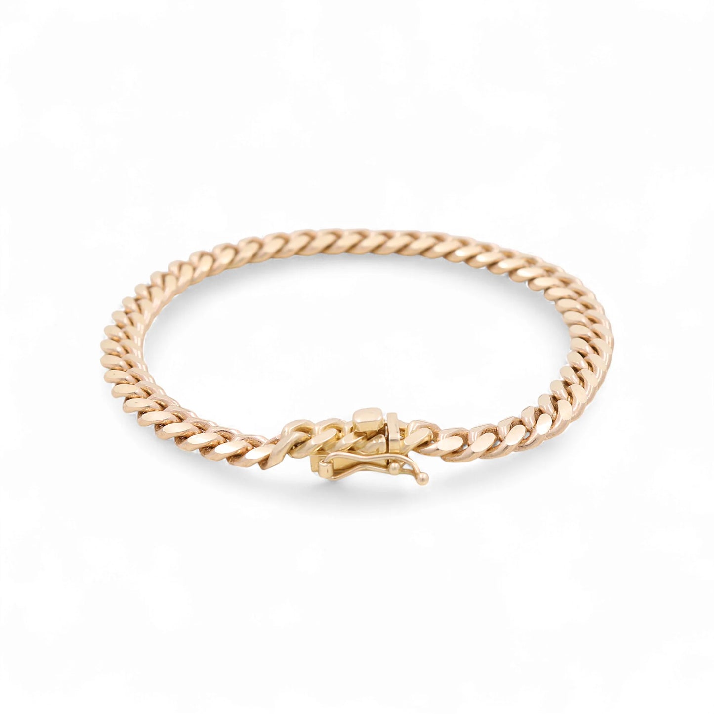 14K Yellow Gold Solid Cuban Link Bracelet with Cz / Size: 7mm 8" / Weight: 29.7 GR