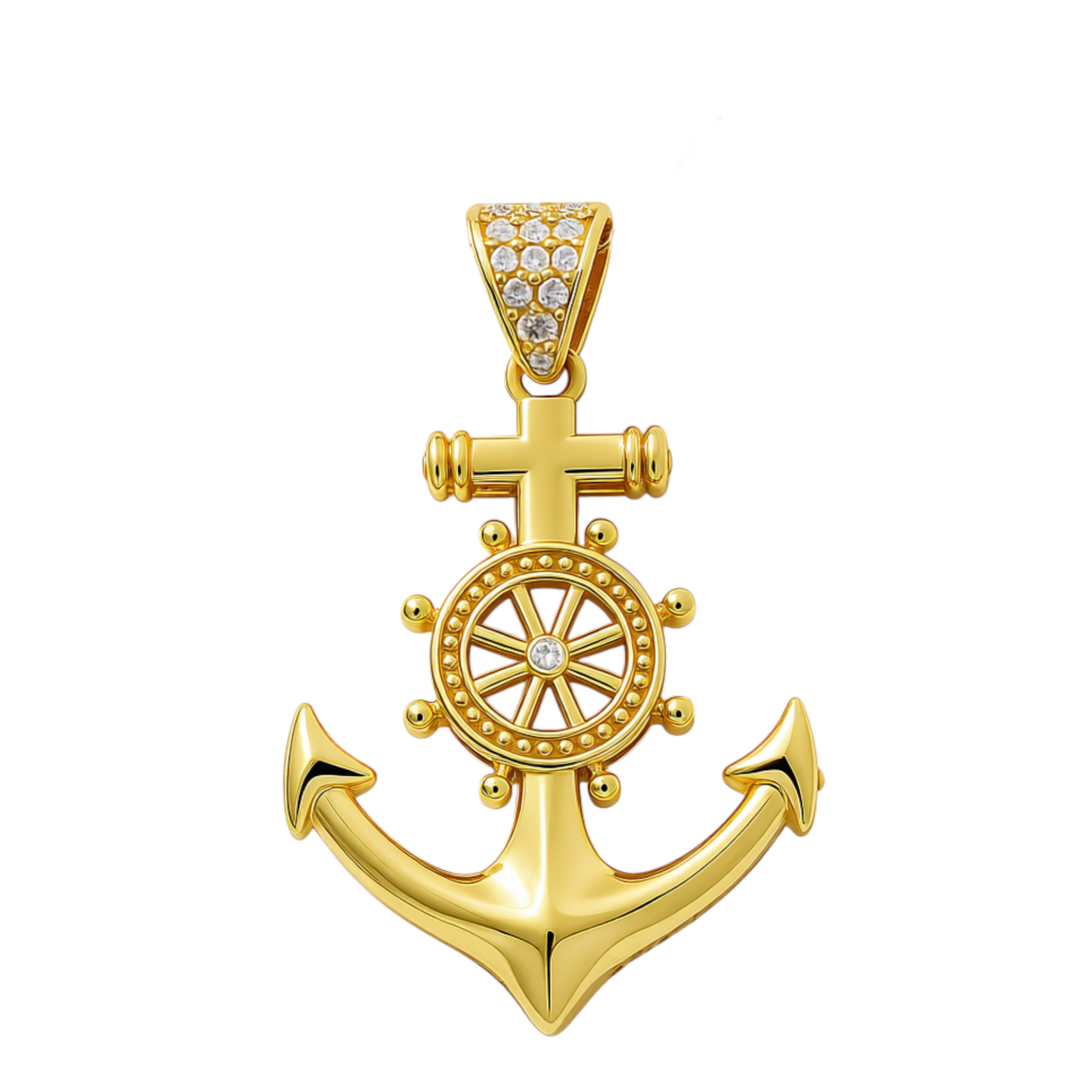10K Yellow Gold Anchor Pendant with Cz / Weight: 4.2 GR / CAPD0AN