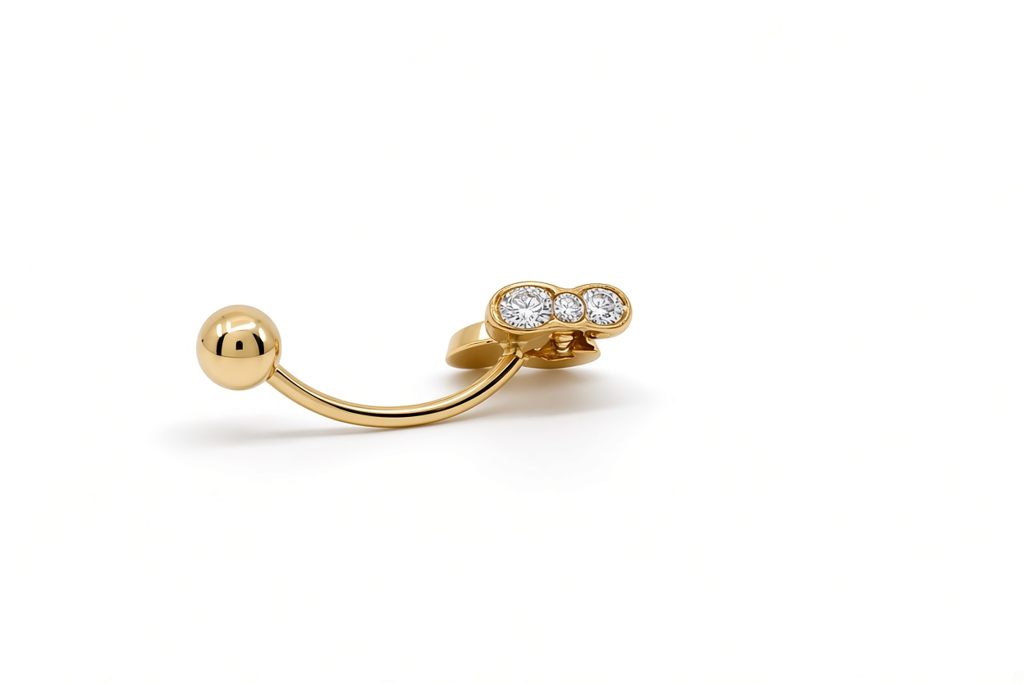 14K Yellow Gold Butterfly Piercing with Cz Stone / 6-369701KSF