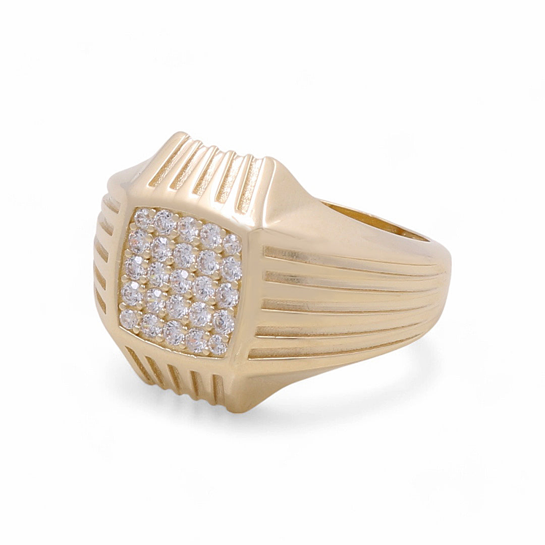 14K Yellow Gold Men’s Fashion Ring / CZ / Size 10 / Weight: 5.7 GR / COMR4FS-6