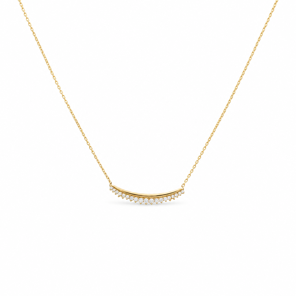 14K Yellow Gold Necklace With Fashion Pendant / Size: 18" / Weight: 2.3 GR / Stone: Cz