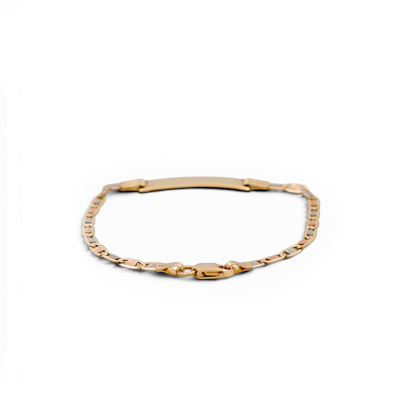 14K Yellow, White and Rose Gold Baby ID Bracelet / Size: 2.5mm 6 " / Weight: 2.6 GR